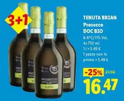 Lidl TENUTA BRIAN Prosecco DOC BIO offerta