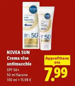 Lidl NIVEA SUN Crema viso antimacchie offerta