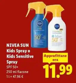 Lidl NIVEA SUN Kids Spray o Kids Sensitive Spray offerta
