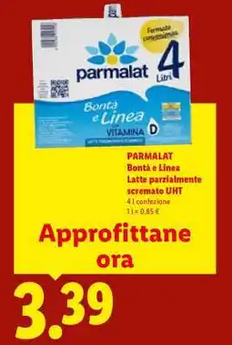 Lidl PARMALAT Bontà e Linea Latte parzialmente scremato UHT offerta