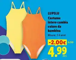 Lidl lupilu Costume intero cambia colore da bambina offerta