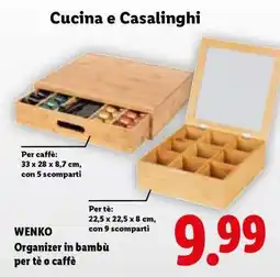 Lidl WENKO Organizer in bambù per tè o caffè offerta