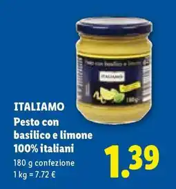 Lidl ITALIANO Pesto con basilico e limone 100% italiani offerta