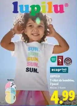 Lidl LUPILU T-shirt da bambina, 2 pezzi offerta