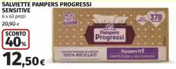 Coop Superstore Salviette pampers progressi SENSITIVE 6 x 63 pezzi offerta