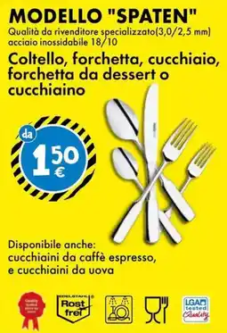 Tedi Modello "spaten" Coltello, forchetta, cucchiaio, forchetta da dessert o cucchiaino offerta