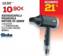 Bricofer Blake asciugacapelli pieghevole motore DC 2000W offerta