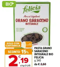 Iperal Pasta grano saraceno integrale bio FELICIA offerta