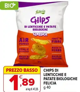 Iperal Chips di lenticchie e patate biologiche FELICIA offerta