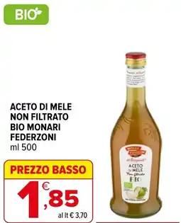 Iperal Aceto di mele non filtrato bio monari FEDERZONI offerta