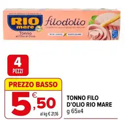 Iperal Tonno filo d'olio RIO MARE offerta