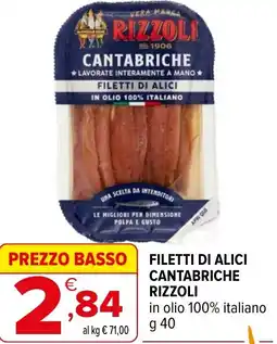 Iperal Filetti di alici cantabriche RIZZOLI offerta