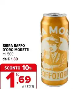 Iperal Birra baffo d'oro MORETTI offerta