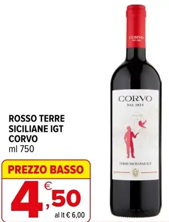 Iperal Rosso terre siciliane IGT CORVO offerta