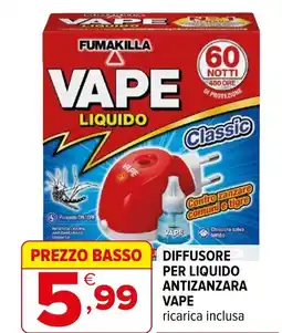 Iperal Diffusore per liquido antizanzara VAPE offerta