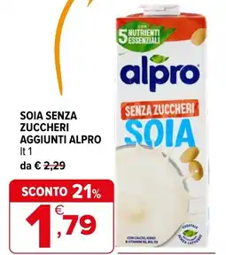 Iperal Soia senza zuccheri aggiunti ALPRO offerta