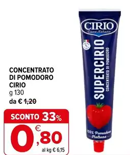 Iperal Concentrato di pomodoro CIRIO offerta