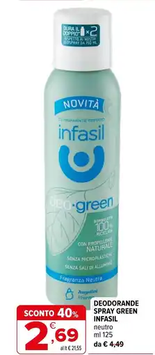 Iperal Deodorande spray green INFASIL offerta