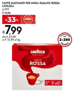 Bennet Caffè macinato per moka qualità rossa LAVAZZA offerta