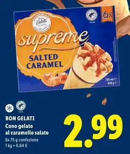 Lidl BON GELATI Cono gelato al caramello salato offerta