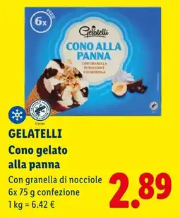 Lidl GELATELLI Cono gelato alla panna offerta