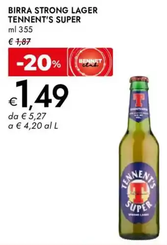 Bennet Birra strong lager TENNENT'S SUPER offerta