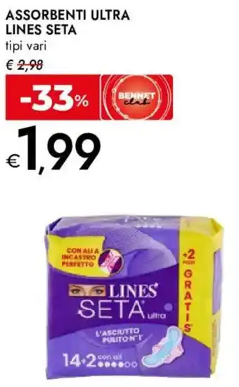 Bennet Assorbenti ultra LINES SETA offerta