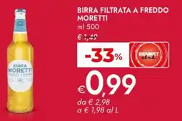 Bennet Birra filtrata a freddo MORETTI offerta