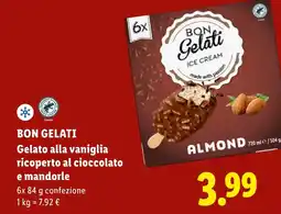 Lidl BON GELATI Gelato alla vaniglia ricoperto al cioccolato e mandorle offerta
