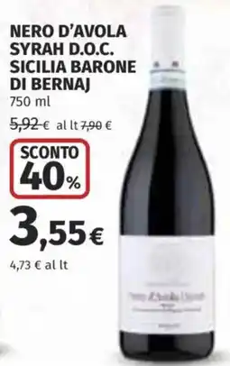 Coop Superstore Nero d'avola syrah d.o.c. sicilia BARONE DI BERNAJ offerta