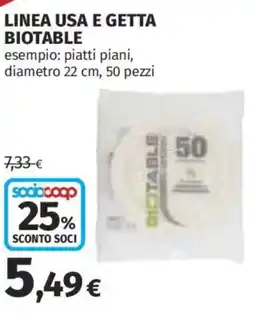 Coop Superstore Linea usa e getta BIOTABLE offerta