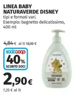Coop Superstore Linea baby NATURAVERDE DISNEY offerta