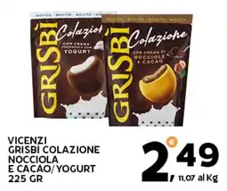 Extra Supermercati Vicenzi grisbi colazione nocciola e cacao/yogurt offerta
