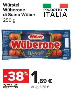 Carrefour Express Würstel Wüberone di Suino Wüber offerta