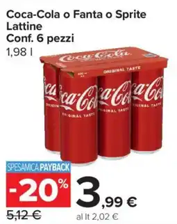 Carrefour Express Coca-Cola o Fanta o Sprite Lattine offerta