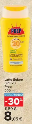 Carrefour Express Latte Solare SPF 20 Prep offerta