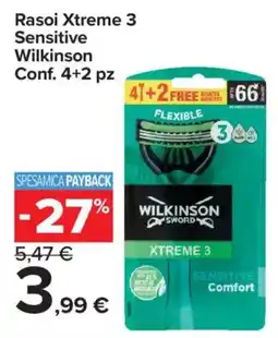 Carrefour Express Rasoi Xtreme 3 Sensitive Wilkinson offerta