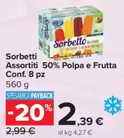 Carrefour Express Sorbetti Assortiti 50% Polpa e Frutta offerta