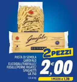 Ard Discount Pasta di semola garofalo elicoidali/farfalle/ fusilli/penne rigate/ spaghetti offerta