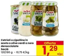 Eurospar Cetrioli o cipolline in aceto o olive verdi o nere denocciolate Saclà offerta