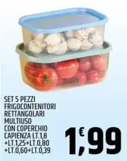 Ard Discount Set 5 pezzi frigocontenitori rettangolari multiuso con coperchio capienza offerta