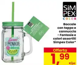 Eurospar Boccale con tappo e cannuccia Simpex Color offerta