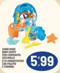Ard Discount Zaino mare baby happy fish contenuto, secchiello d.13 annaffiatoio con palette e formine offerta