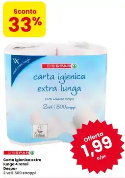 Despar Carta igienica extra lunga 4 rotoli Despar offerta