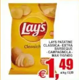 Pewex Lays patatine classica, extra barbeque campagnola, max offerta