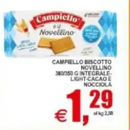 Pewex Campiello biscotto novellino integrale light, cacao e nocciola offerta