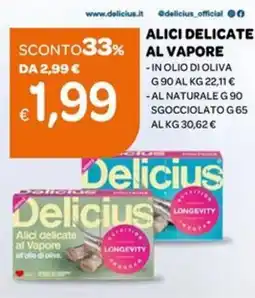 Ekom Delicius Alici delicate % al vapore offerta