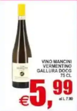 Pewex Vino mancini vermentino gallura docg offerta