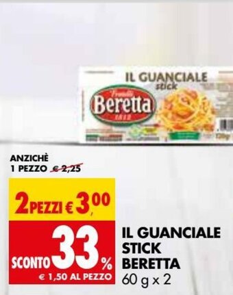 Tigros Beretta Il Guanciale Stick 60g x 2 offerta