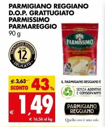 Tigros Parmissimo Parmareggio Parmigiano Reggiano D.O.P. Grattugiato 90g offerta